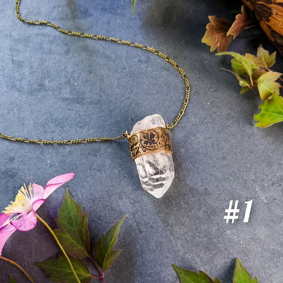 Artisan Made Quartz Crystal Point Long Necklaces - Picture 3 of 13